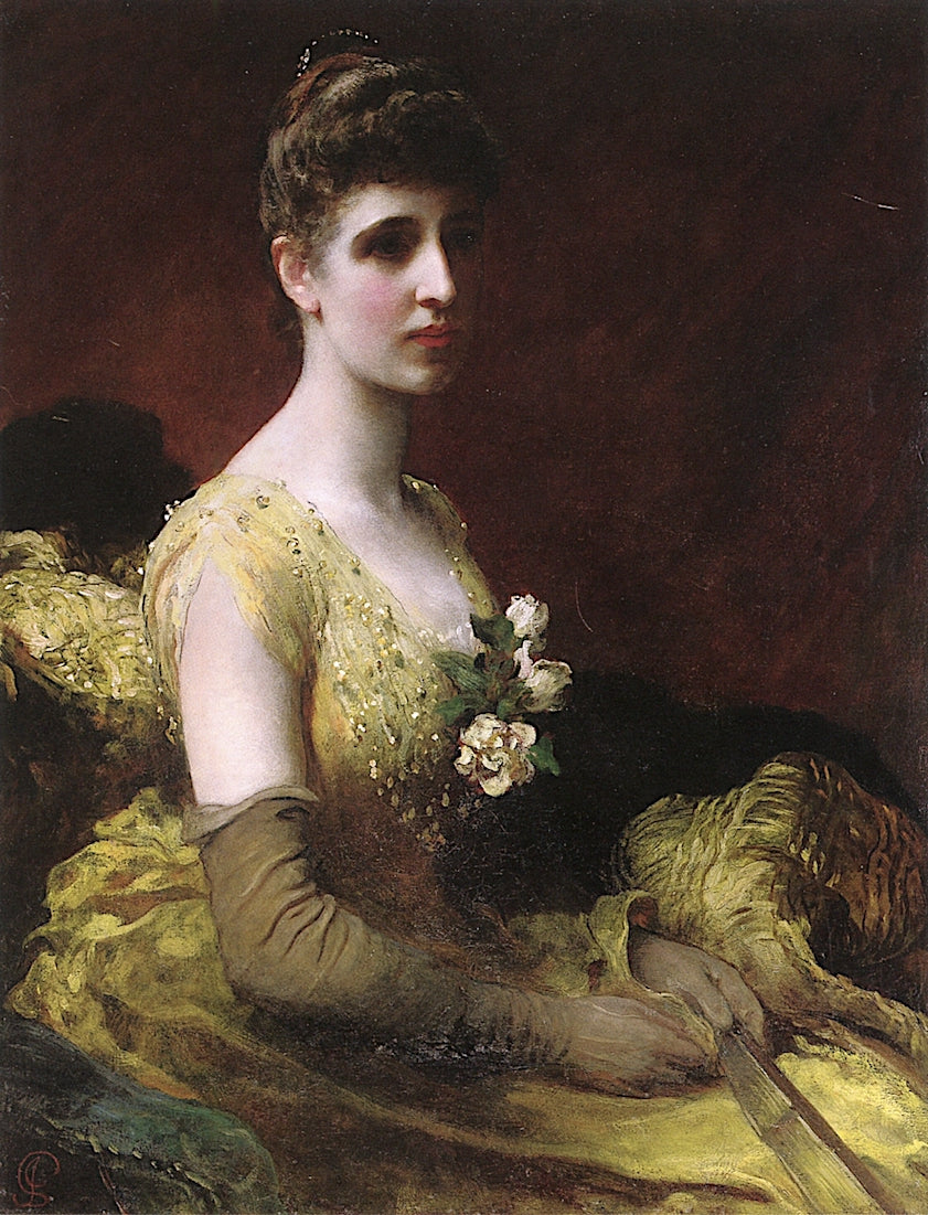 Mrs. Dixon of Rheda, Seated Three-Quarter-Length, in a Yellow Dress, vintage artwork by James Sant, R.A., A3 (16x12") Poster Print