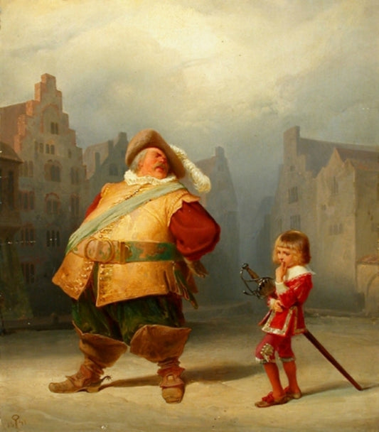 Falstaff and His Page, vintage artwork by Adolph Schroedter, A3 (16x12") Poster Print