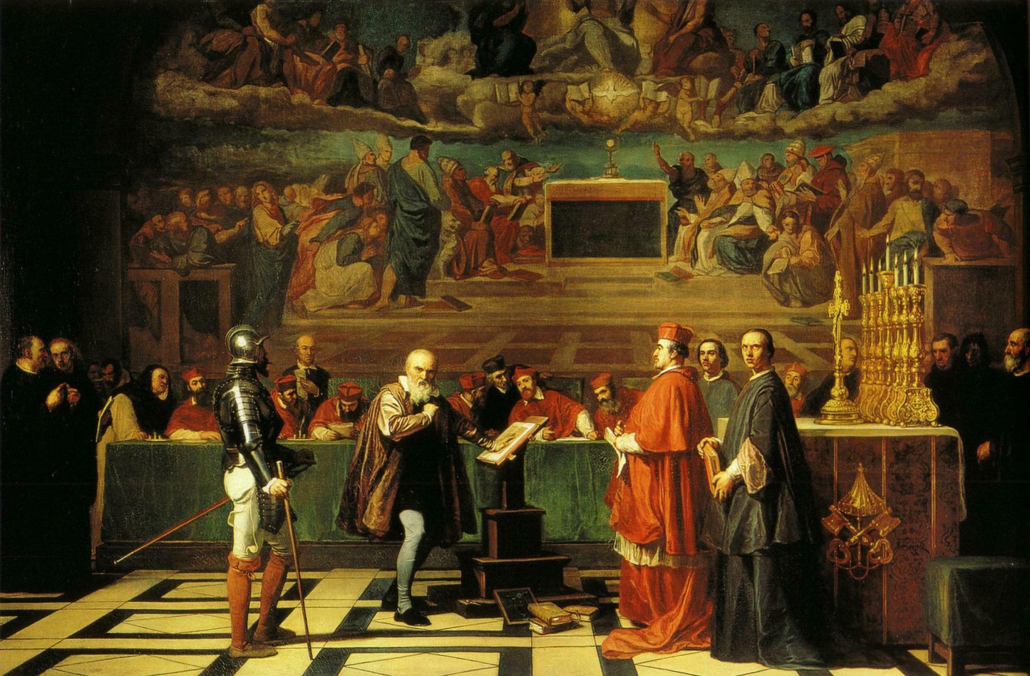 Galileo before the Holy Office, vintage artwork by Joseph-Nicolas Robert-Fleury, A3 (16x12") Poster Print