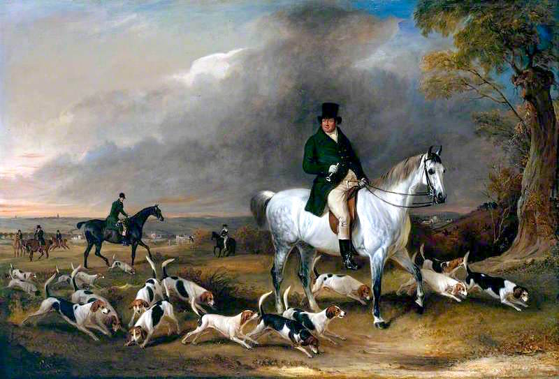 John Burgess of Clipstone, Nottinghamshire, on a Favourite Horse, with his Harriers, vintage artwork by John E. Ferneley, Sr, 12x8" (A4) Poster