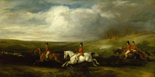The Four Sons of Baron Nathan Mayer de Rothschild Following Hounds, vintage artwork by Sir Francis Grant, P.R.A., A3 (16x12") Poster Print