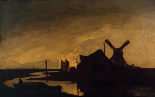 Moonrise on the Yare (?), vintage artwork by John Crome, 12x8" (A4) Poster