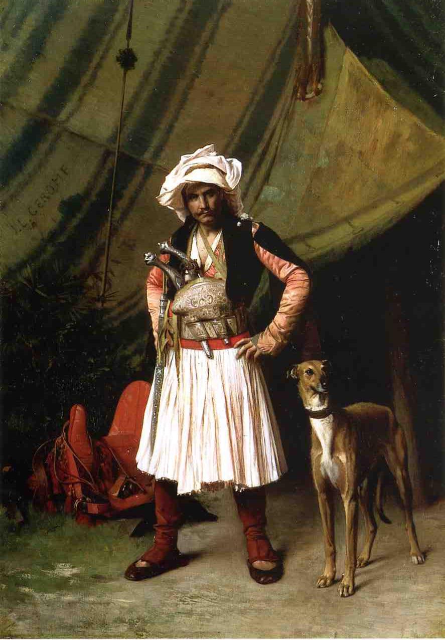 Bashi-Bazouk and His Dog, vintage artwork by Jean-Leon Gerôme, 12x8" (A4) Poster