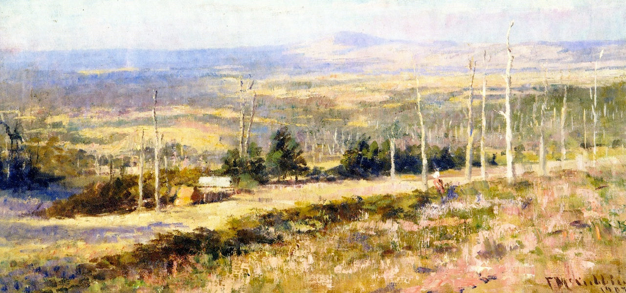 Study in Blue and Gold, vintage artwork by Frederick McCubbin, 12x8" (A4) Poster