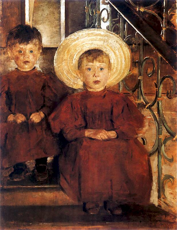 Children on the Stairs by Olga Boznas„ska,A3(16x12")Poster