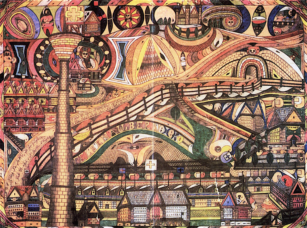 Felsena, Bern, vintage artwork by Adolf Wölfli, 12x8" (A4) Poster