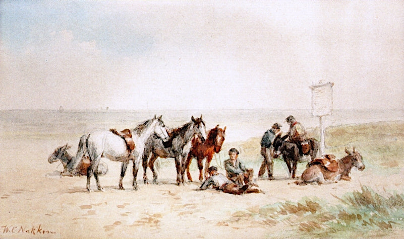 Donkey Riders in the Dunes, vintage artwork by Willem Karel Nakken, 12x8" (A4) Poster