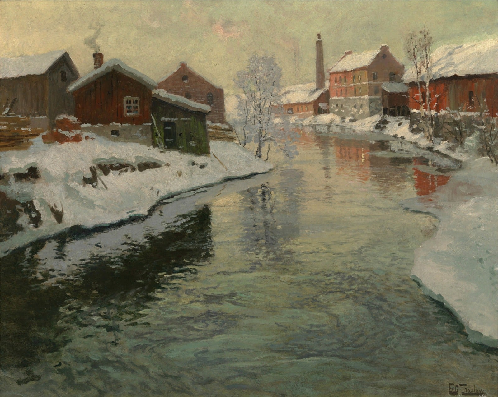 The old factory, Akerselva, vintage artwork by Fritz Thaulow, 12x8" (A4) Poster