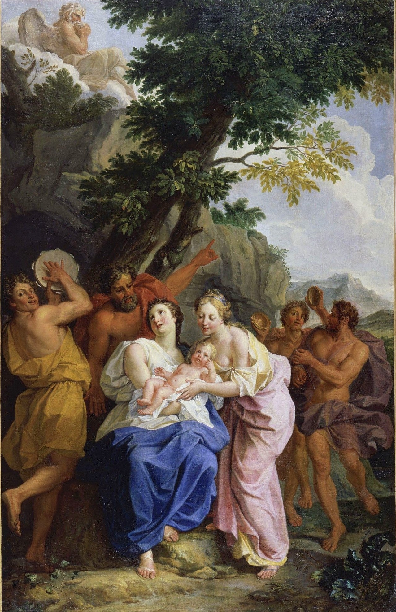 Jupiter Raised by  the Korybantes, vintage artwork by Noël Coypel I, 12x8" (A4) Poster