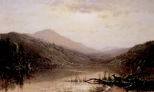 Mountains and Lake, Adirondacks, vintage artwork by James McDougal Hart, 12x8" (A4) Poster