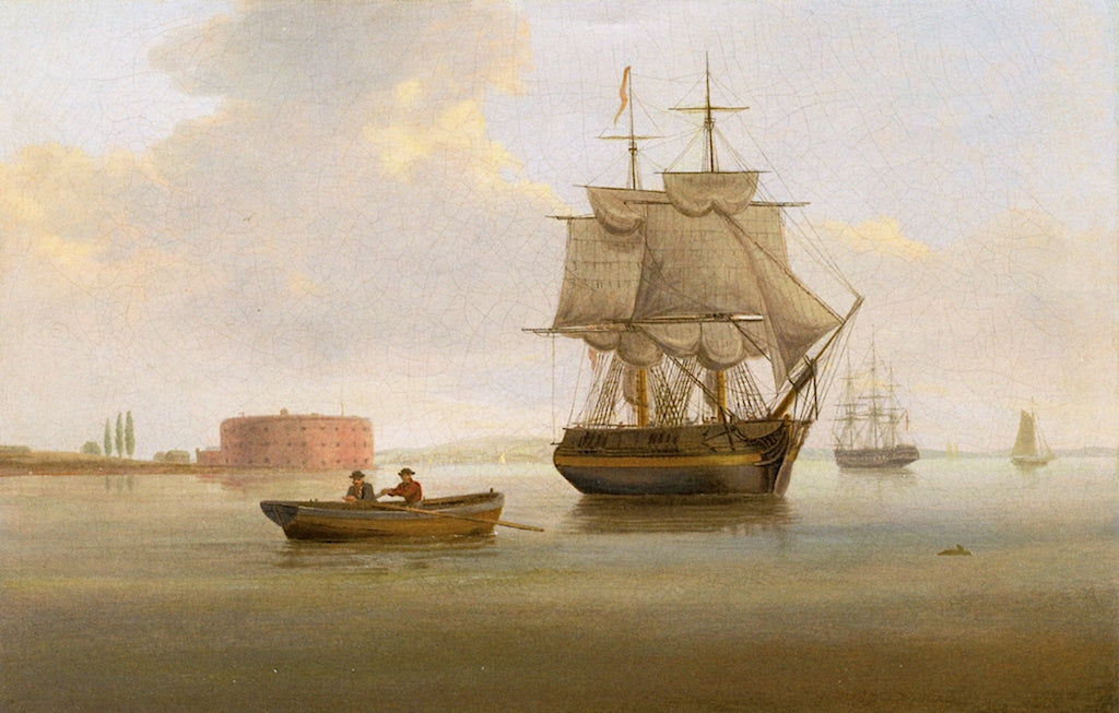 Castle William, New Hampshire, vintage artwork by Thomas Birch, 12x8" (A4) Poster