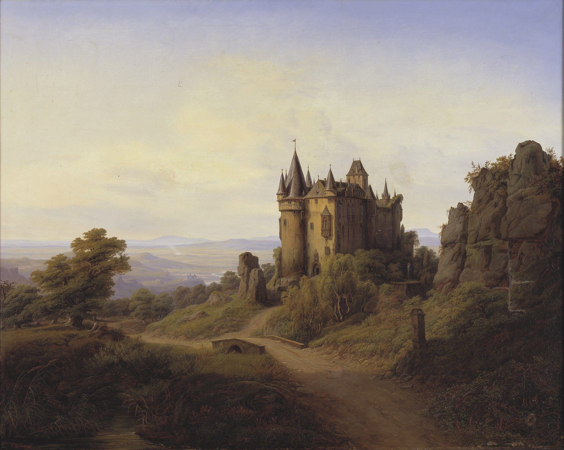 Büresheim Castle at Eifelfloden, vintage artwork by Frederik Sødring, A3 (16x12") Poster Print