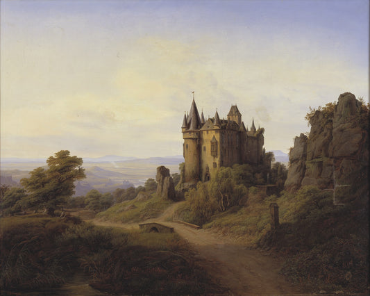 Büresheim Castle at Eifelfloden, vintage artwork by Frederik Sødring, A3 (16x12") Poster Print