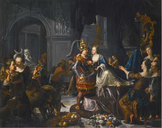 Circe and Odysseus, vintage artwork by Matthijs Naiveu, 12x8" (A4) Poster