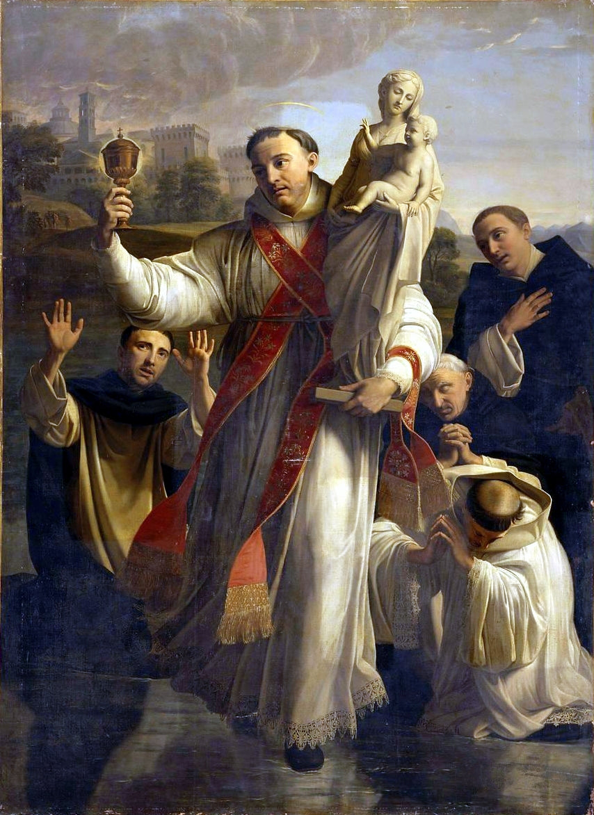 Saint Hyacinth Saving the Statue of the Virgin from the Enemies of the Christian Name, vintage artwork by Nicolas Colombel, 12x8" (A4) Poster