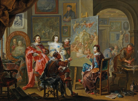 In the Painter's Studio, vintage artwork by Johann Georg Platzer, 12x8" (A4) Poster