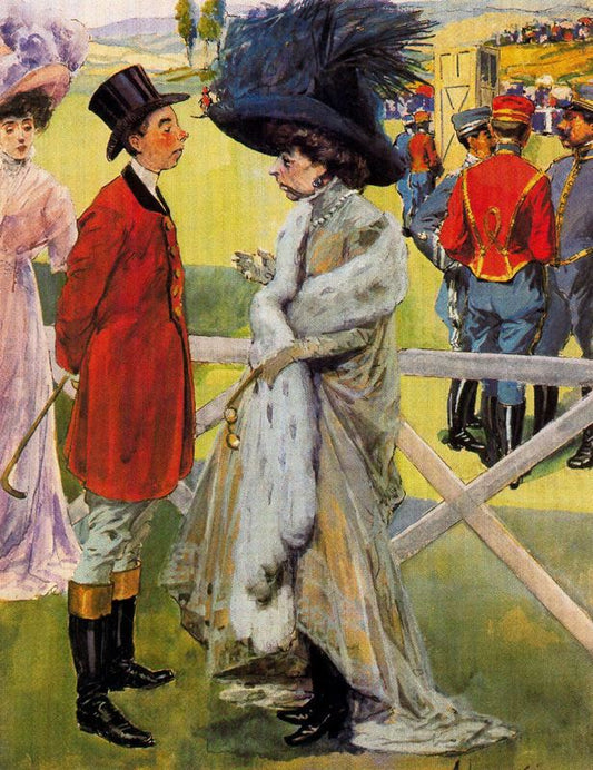 At the Polo Club, vintage artwork by Adolfo Lozano Sidro, 12x8" (A4) Poster