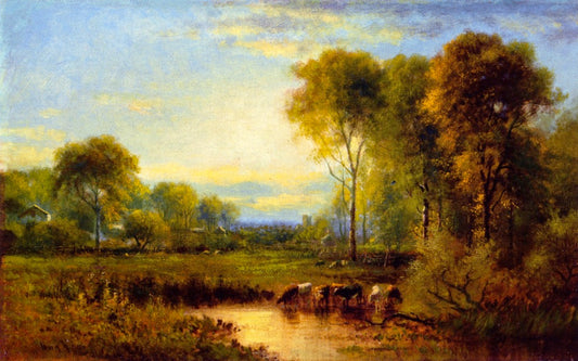 Late Summer Landscape, vintage artwork by James McDougal Hart, 12x8" (A4) Poster