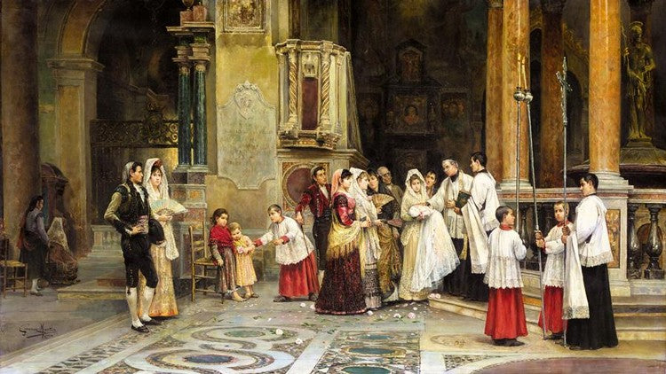 The Baptism, vintage artwork by Juan Gimenez Martin, 12x8" (A4) Poster