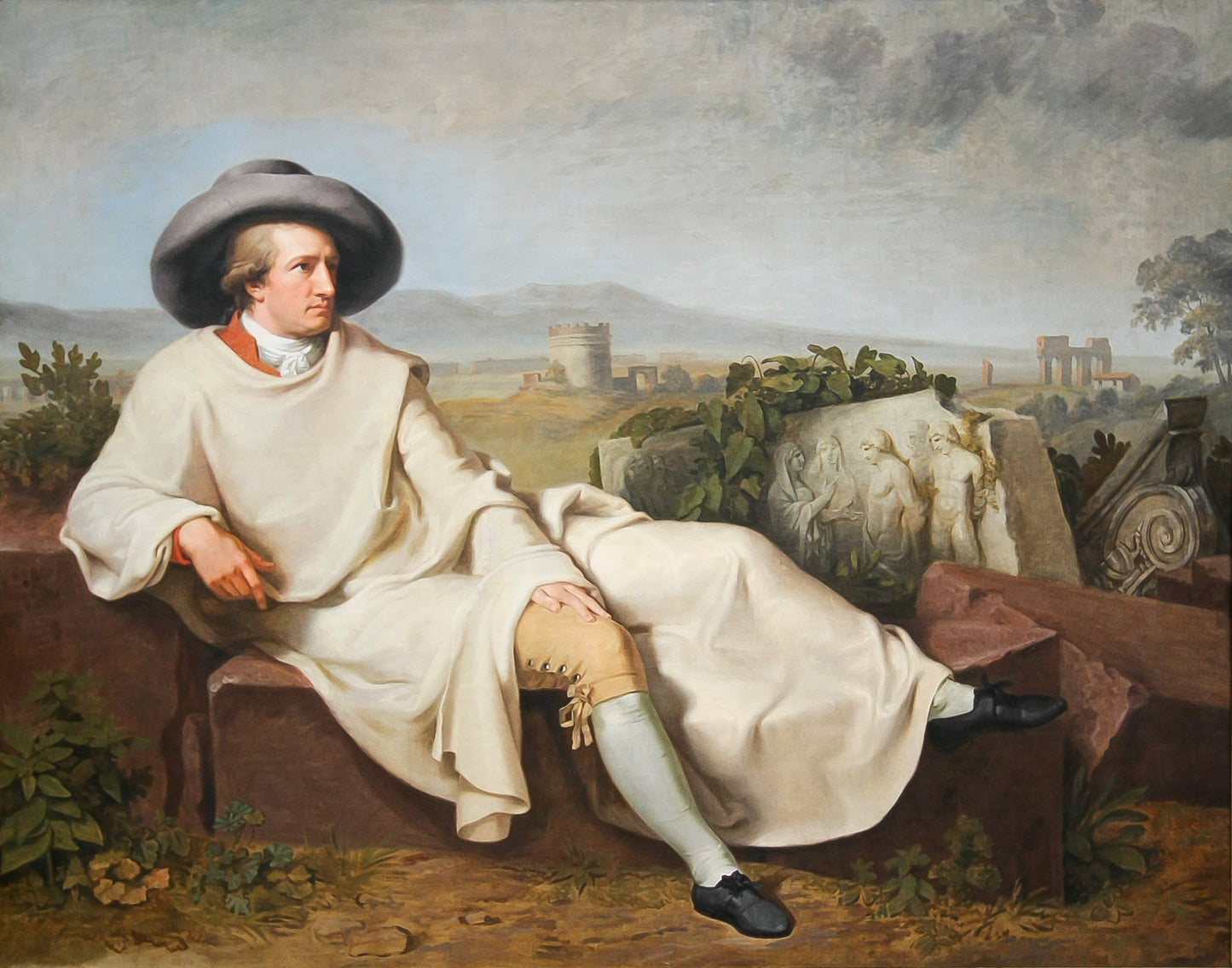 Goethe in the Roman Campagna, vintage artwork by Johann Heinrich Wilhelm Tischbein, 12x8" (A4) Poster