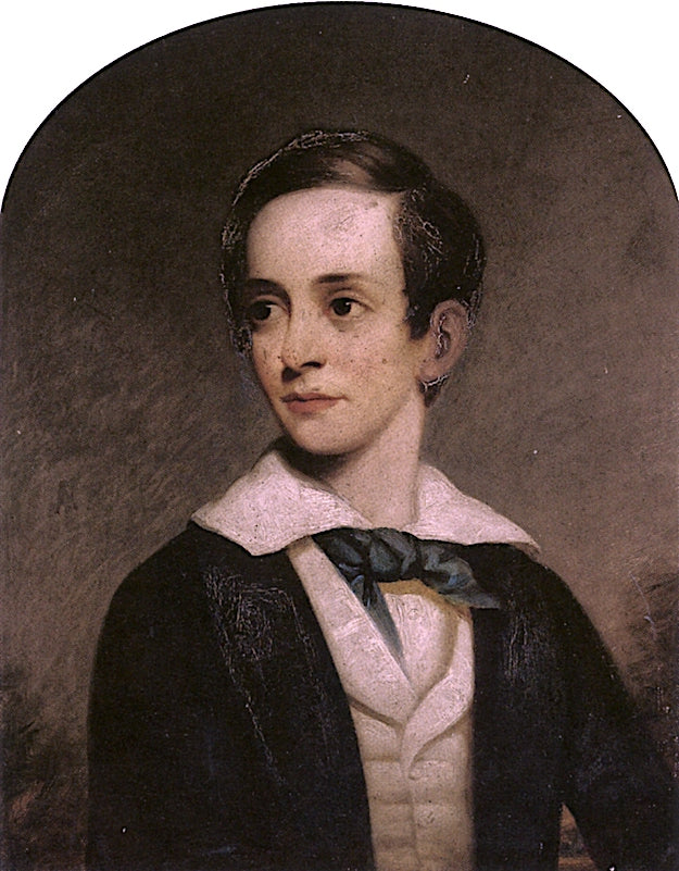Portrait of a Young Boy, Half-Length, in a Blue Jacket with a White Waistcoat and Blue Cravat, vintage artwork by James Sant, R.A., A3 (16x12") Poster Print