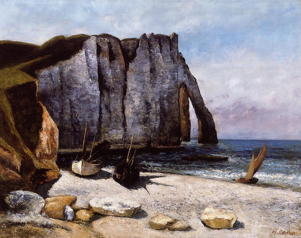 The Cliff at Etretat, the Porte d'Avale, vintage artwork by Gustave Courbet, A3 (16x12") Poster Print