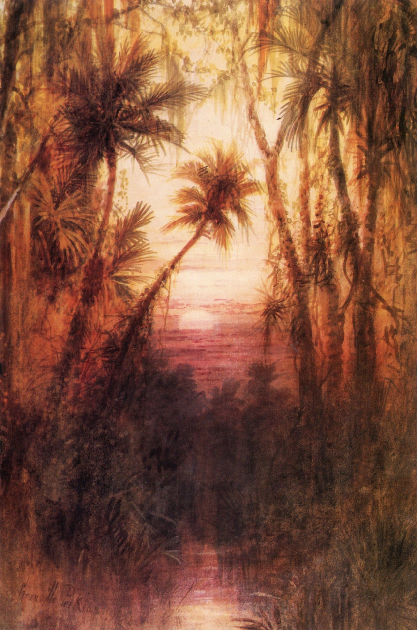 Sunset on the Ocklawaha River, vintage artwork by Granville Perkins, 12x8" (A4) Poster
