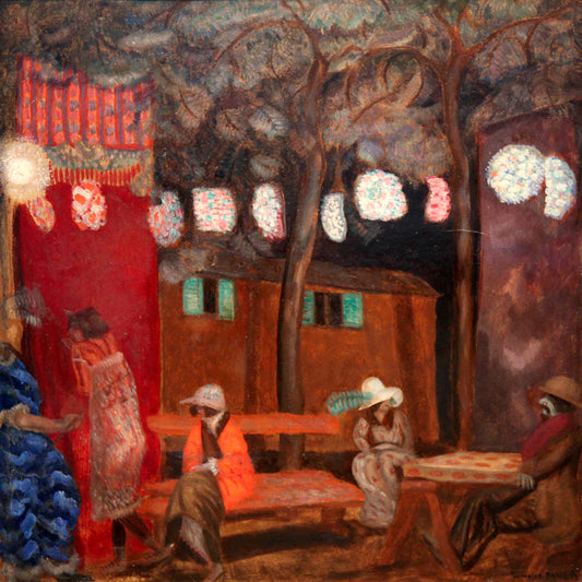 Night Scene in Paris, vintage artwork by Boris Grigoriev, 12x8" (A4) Poster