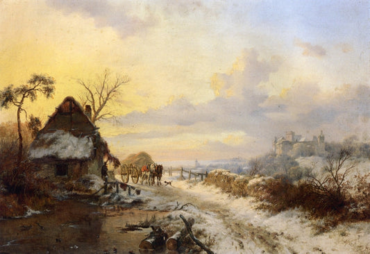 A Winter's Day, vintage artwork by Frederk Marinus Kruseman, A3 (16x12") Poster Print