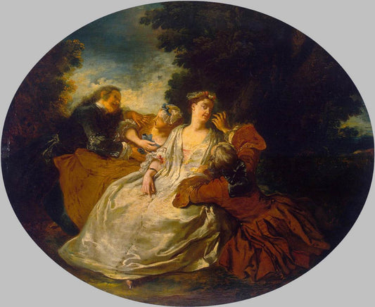Scene in the Park, vintage artwork by Jean-François de Troy, 12x8" (A4) Poster