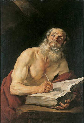 Saint Jerome Writing, vintage artwork by Jacques Blanchard, 12x8" (A4) Poster
