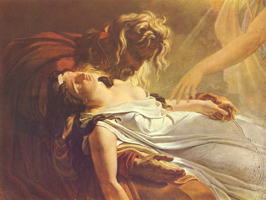 Malvine, dying in the arms of Fingal, vintage artwork by Anne-Louis Girodet de Roussy-Trioson, 12x8" (A4) Poster