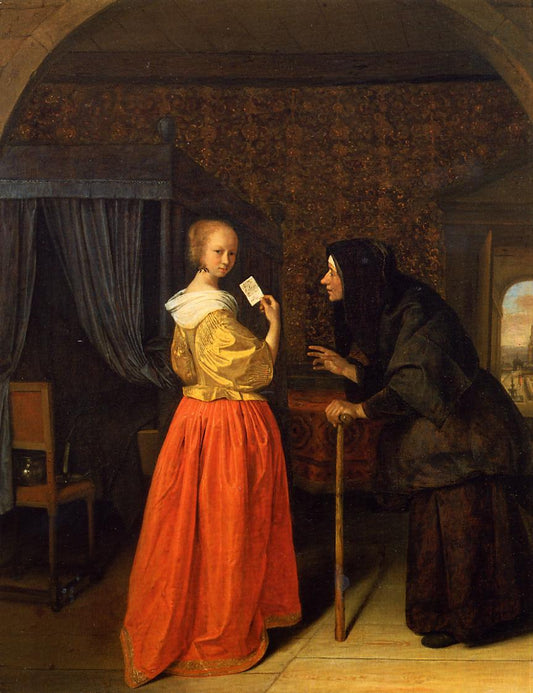 Bathsheba Receiving David's Letter, vintage artwork by Jan Havicksz. Steen, 12x8" (A4) Poster