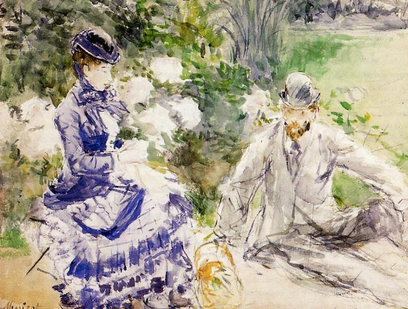 by  the Water, vintage artwork by Berthe Morisot, 12x8" (A4) Poster