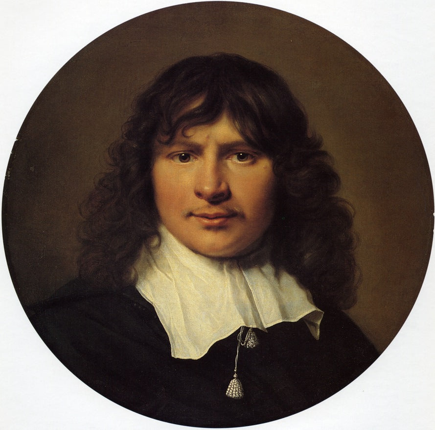 Portrait of a Young Man, Bust Length, Wearing a White Linen Collar, vintage artwork by Wallerant Vaillant, 12x8" (A4) Poster