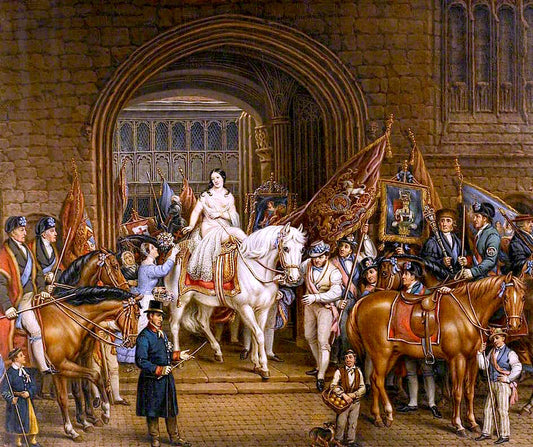 The Lady Godiva Procession of 1829, Coventry, vintage artwork by David Gee, A3 (16x12") Poster Print