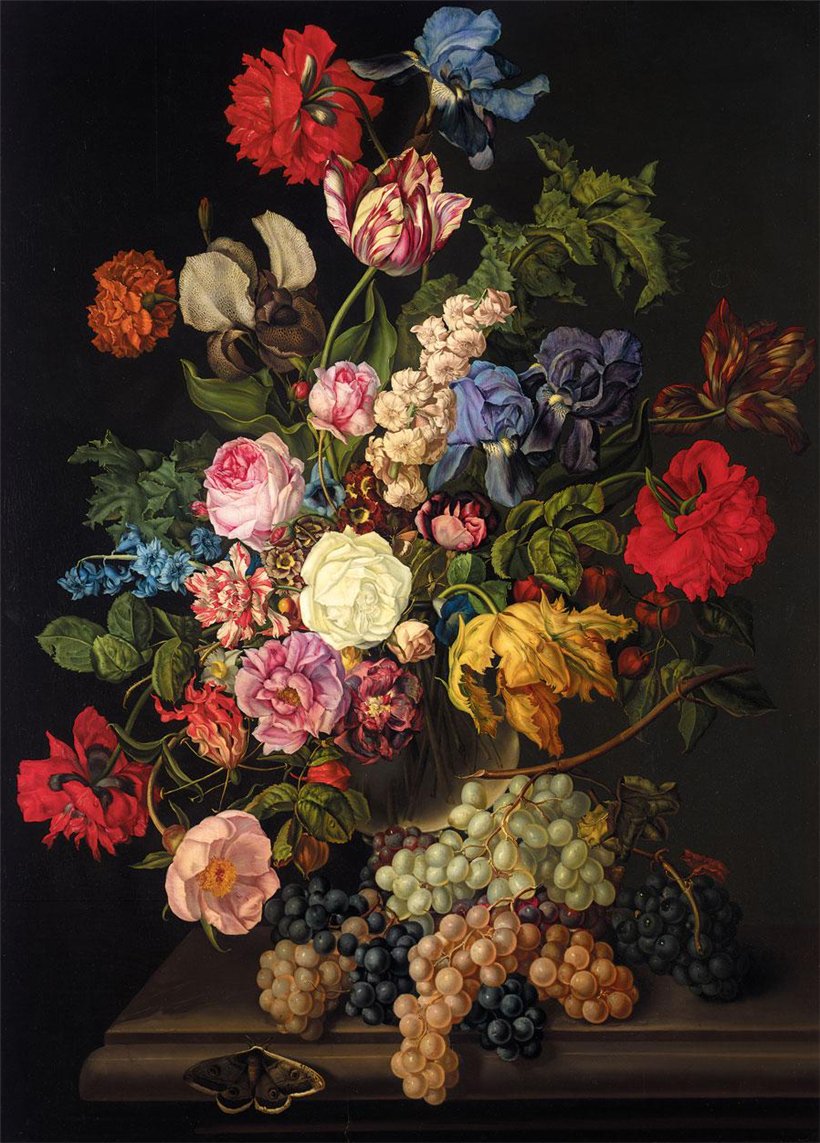 Large flower still life, vintage artwork by Sebastian Wegmayr, 12x8" (A4) Poster
