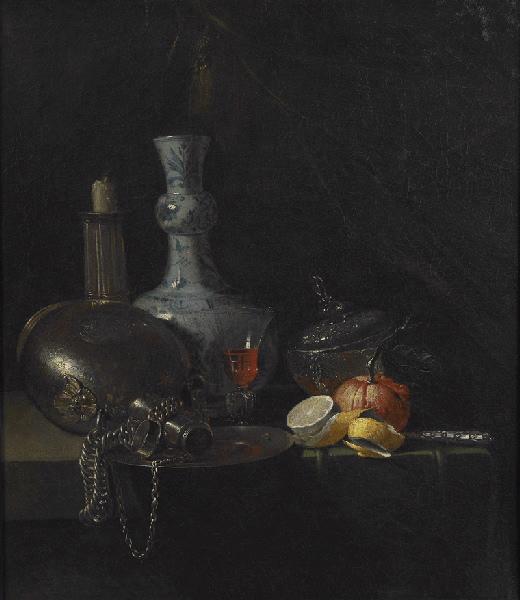Still Life with Silver Flask, vintage artwork by Willem Kalf, 12x8" (A4) Poster