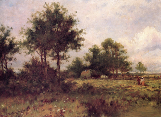 Hay Gatherers, vintage artwork by Edward Mitchell Bannister, 12x8" (A4) Poster