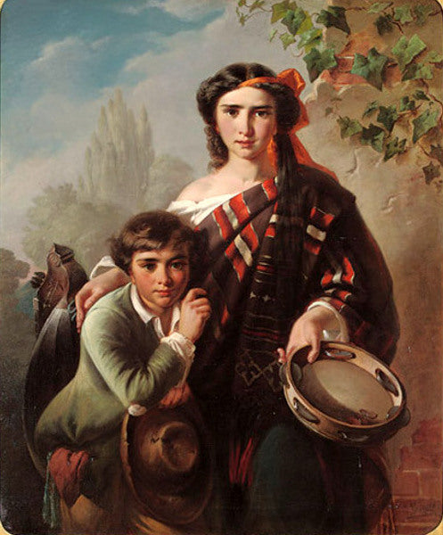 The Street Musicians, vintage artwork by Carl Adolf Gugel, A3 (16x12") Poster Print