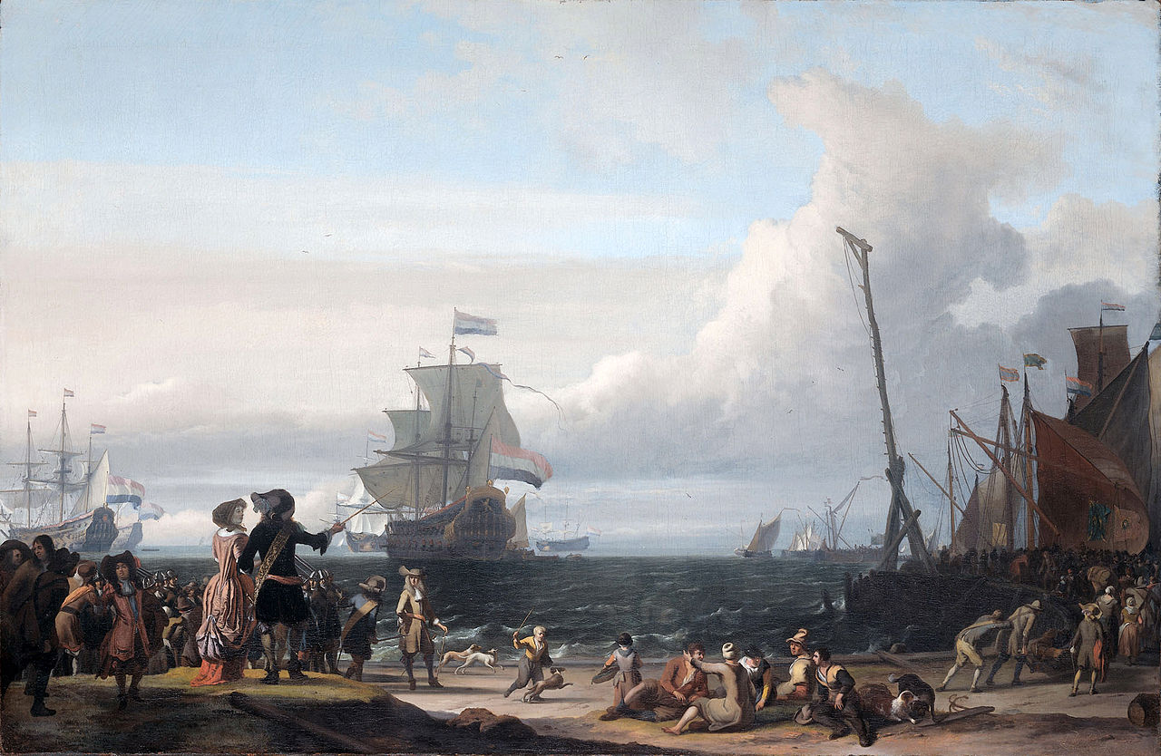 Dutch ships in the Roadstead of Texel, vintage artwork by Ludolf Backhuysen, 12x8" (A4) Poster