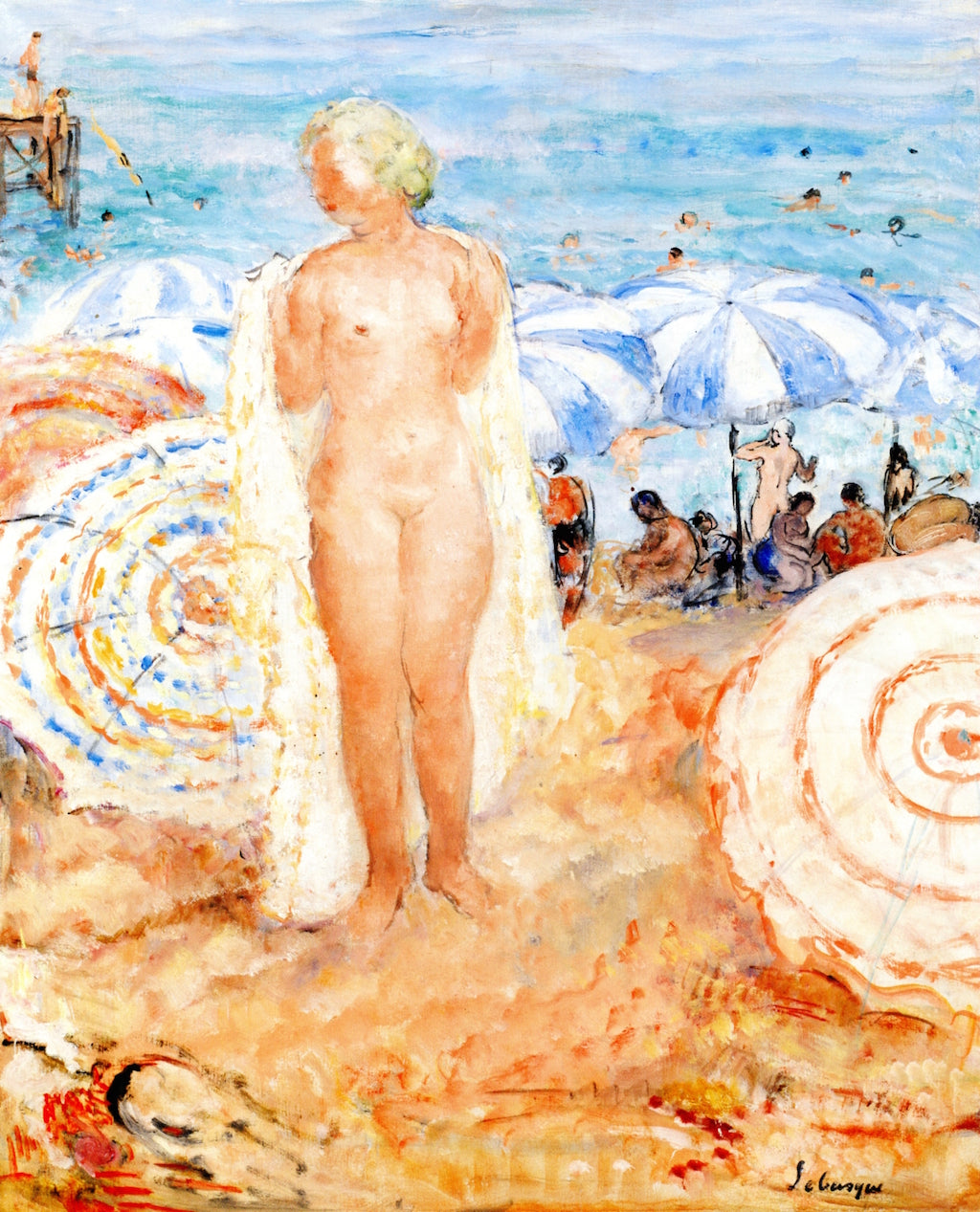 Bather on the Beach at Cannes by Henri Lebasque,A3(16x12")Poster