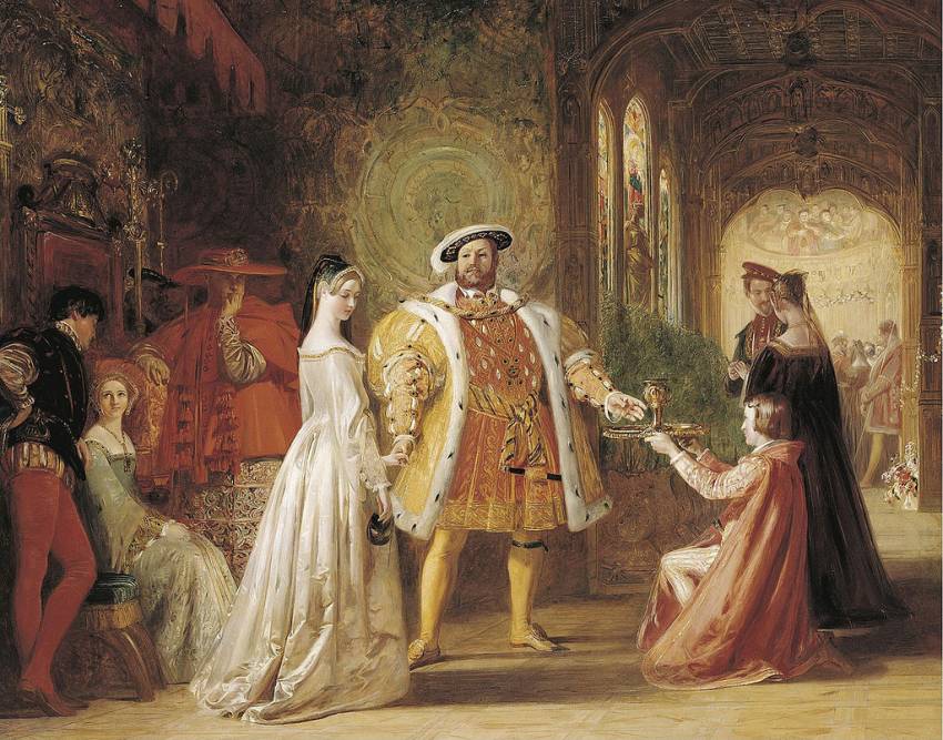Henry VIII's First Interview with Anne Boleyn, vintage artwork by Daniel Maclise, R.A., A3 (16x12") Poster Print