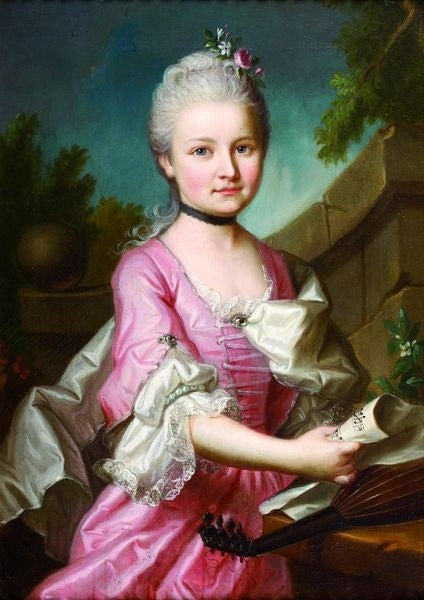 Portrait of a Young Musician, vintage artwork by Emmanuel Jakob Handmann, 12x8" (A4) Poster