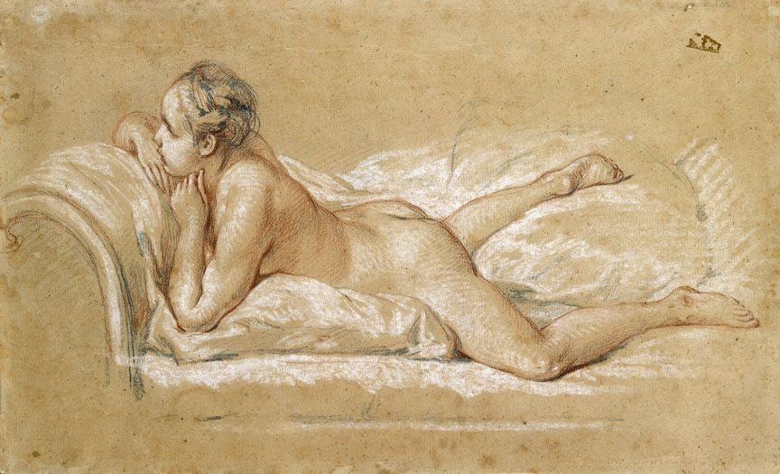 The Blonde Odalisque, vintage artwork by François Boucher, 12x8" (A4) Poster