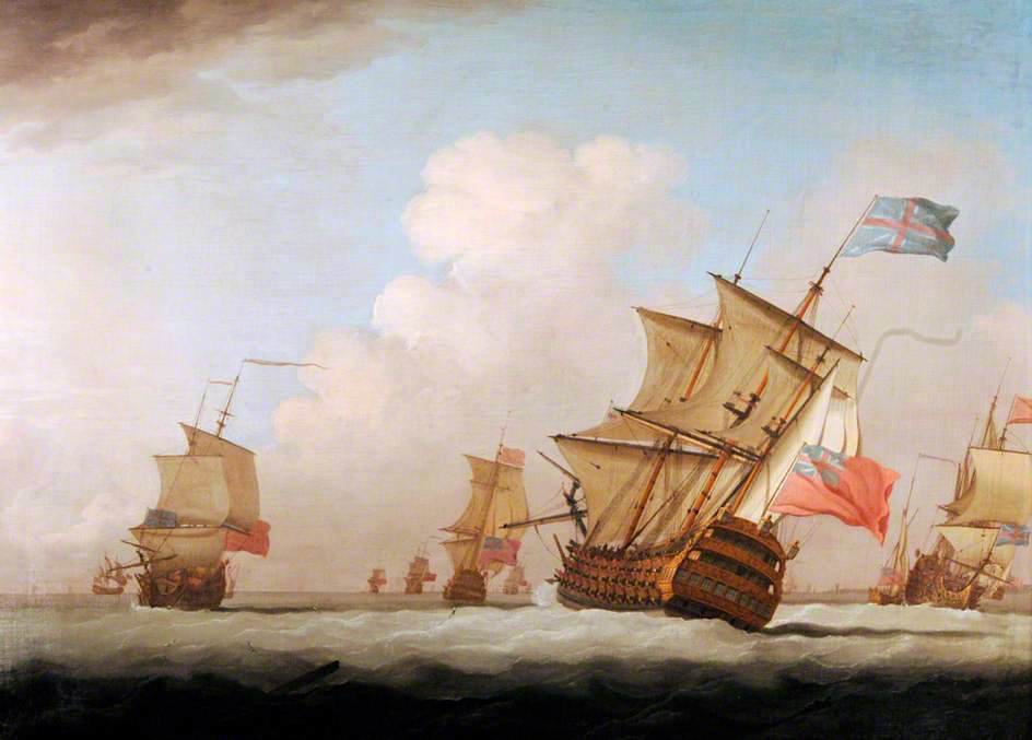 Shipping off Spithead, vintage artwork by Peter Monamy, 12x8" (A4) Poster