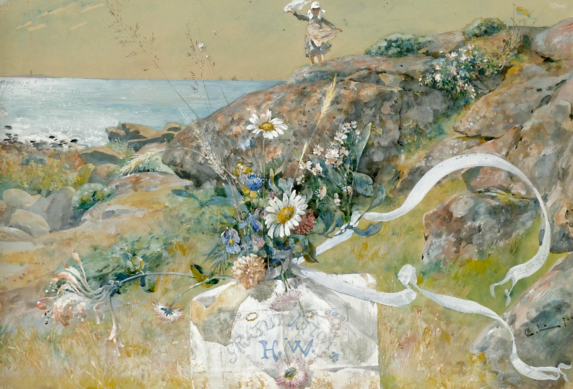 Congratulations from Kattegat, vintage artwork by Carl Larsson, 12x8" (A4) Poster
