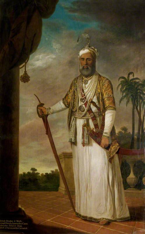 Muhammad Ali Khan (1717/1718–1795), Nawab of Arcot, vintage artwork by Tilly Kettle, 12x8" (A4) Poster