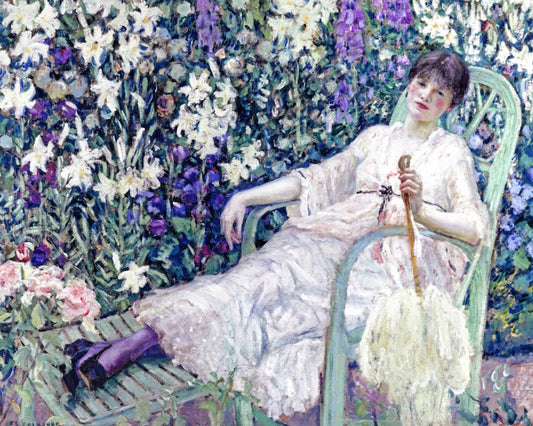 The Garden Chair, vintage artwork by Frederick Carl Frieseke, 12x8" (A4) Poster