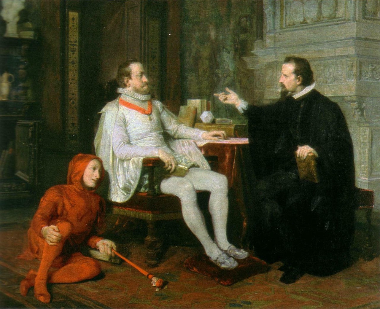 Rudolf II in conversation with Kepler, vintage artwork by Julius Victor Berger, 12x8" (A4) Poster